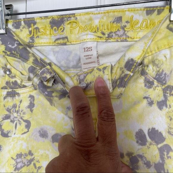 Justice girls yellow gray splash  leggings pants Size 12S - Picture 4 of 7
